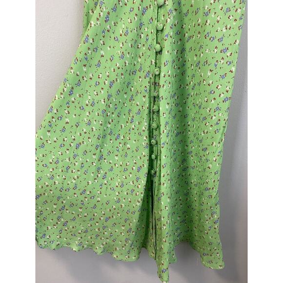 NWT Ghost London Angelina Dress Megan Meadow XXS Green Floral Print Crepe Midi - Picture 6 of 10